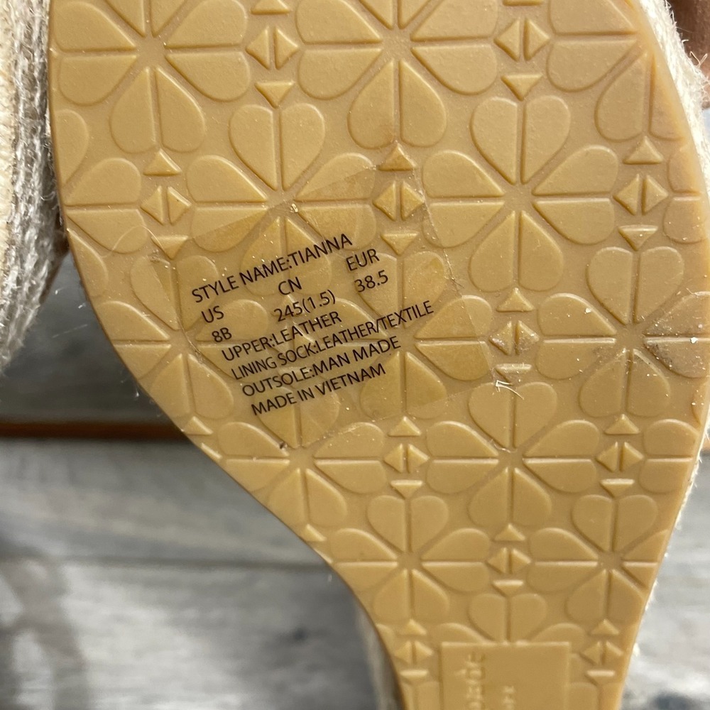 Kate Spade Sandals Womens 8 B Pink Leather Strap Espadrille Wedge Platform New - Picture 12 of 12